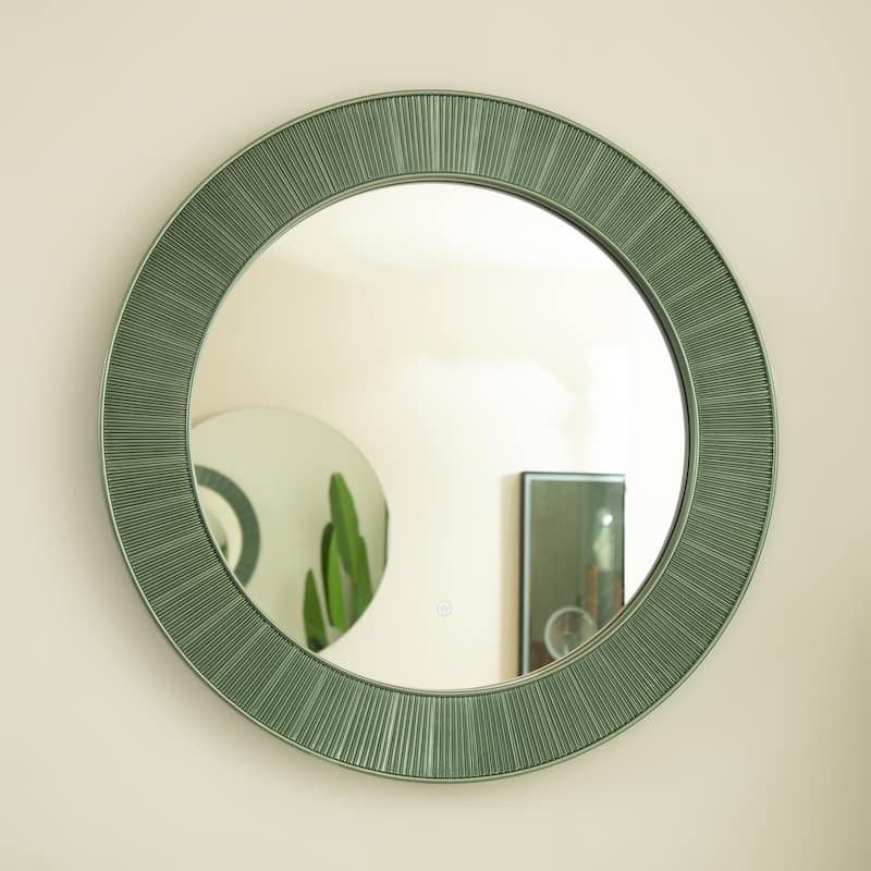 Cyclis Thick Green Frame PU Art Decorative Mirror - Bathroom, Bedroom, Living Room - Green,Silver