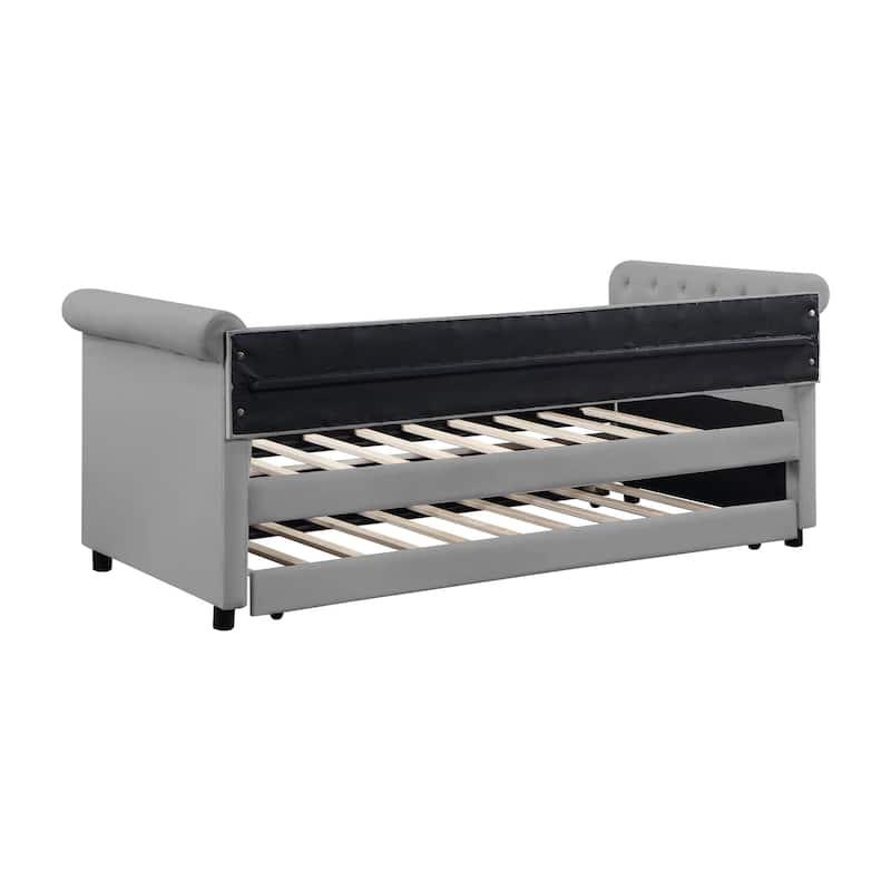 Daybed with Trundle Upholstered Tufted Sofa Bed