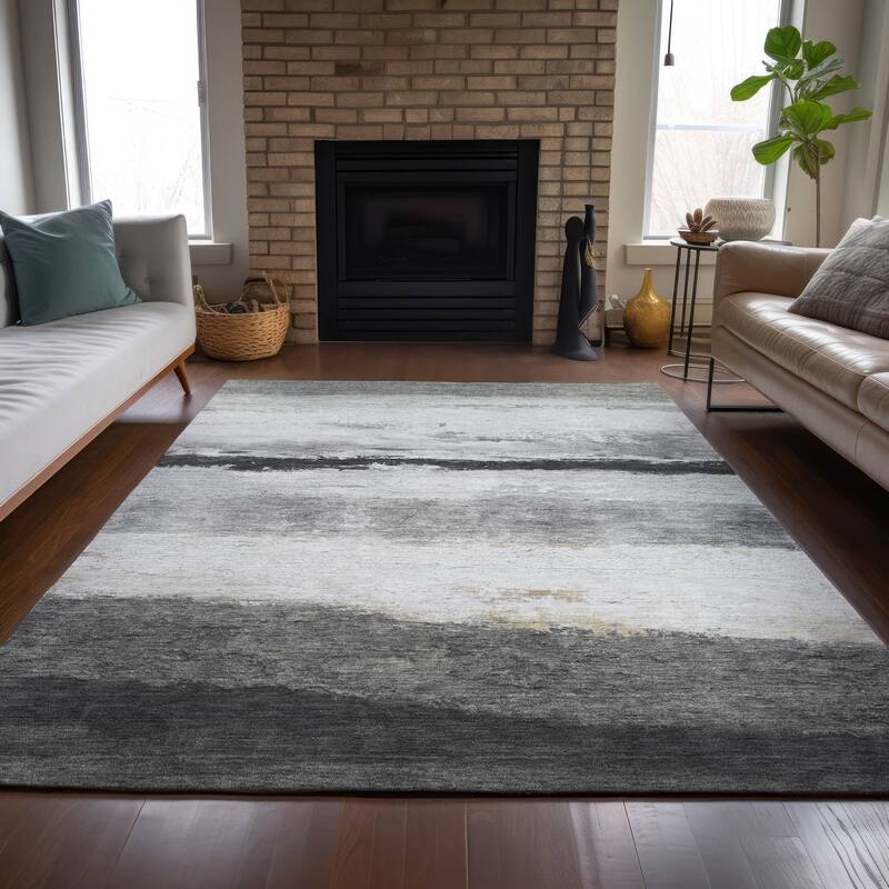 Machine Washable Indoor/Outdoor Watercolor Ombre Chantille Rug