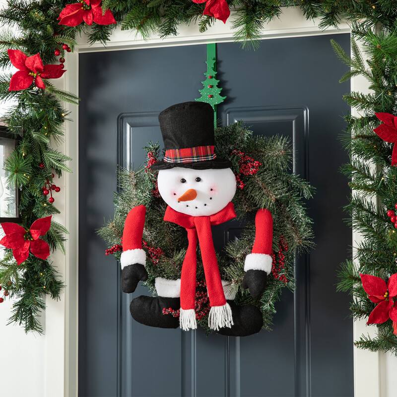 Glitzhome 20"H Christmas Fabric Santa/Snowman Jumbo Ornament Set