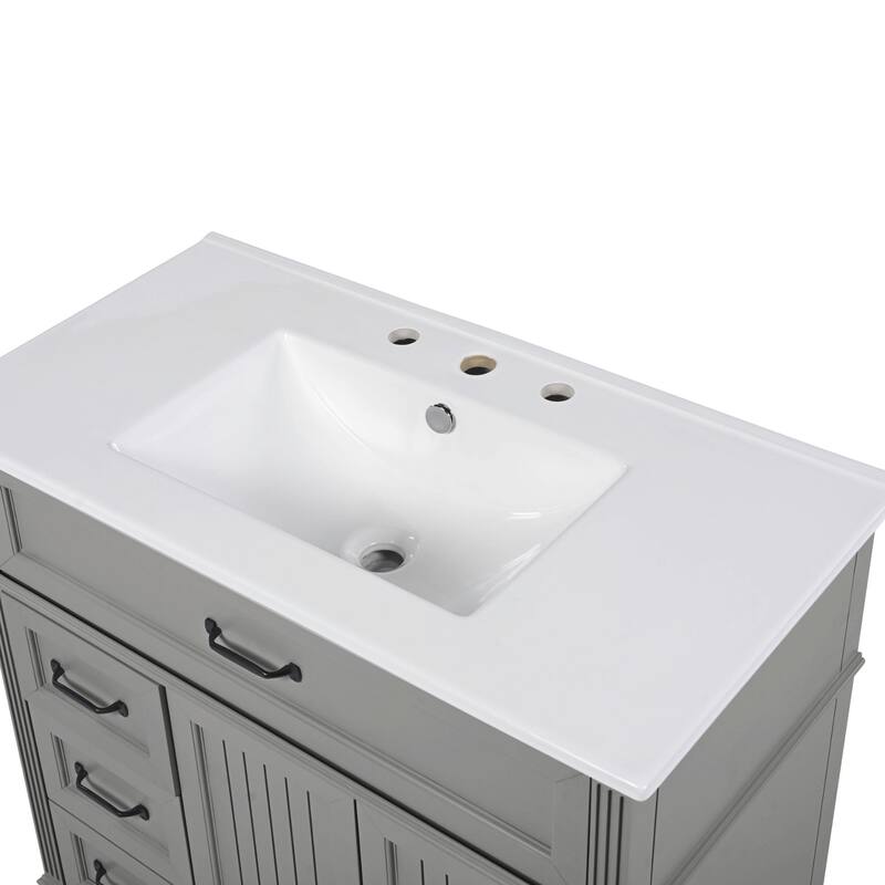 36" Bathroom Vanity with Sink - Bathroom Cabinet with Drawers, Solid Frame and MDF Board