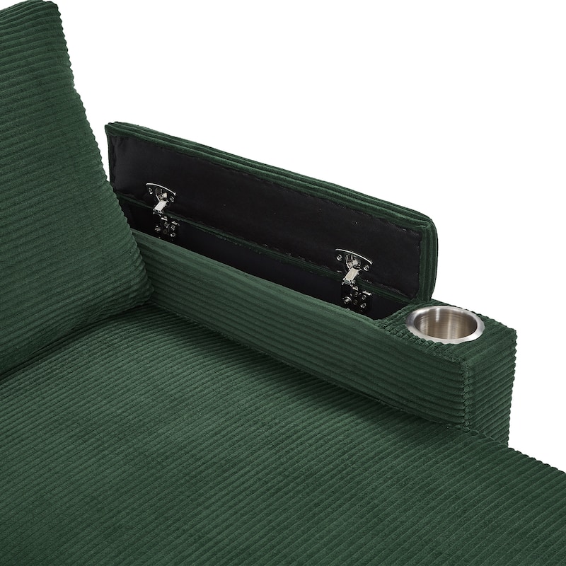 Convertible Sofa Bed with Pull Out Bed, U-Shaped Sectional Sofa with Dual Storage Chaise Lounges, USB Ports & Cup Holders