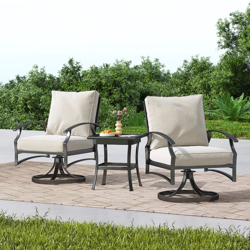 3-Piece Outdoor Metal Bistro Set with Cushion