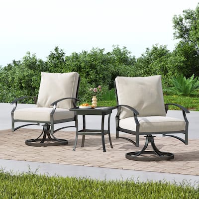 3-Piece Outdoor Metal Bistro Set with Cushion