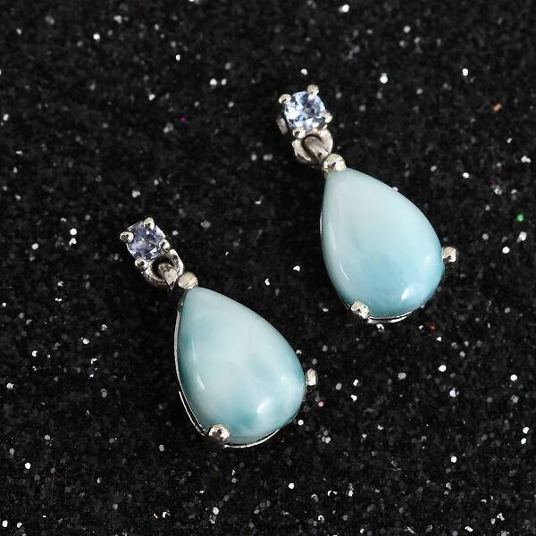 Apatite Earrings Drop Dangle Caribbean Blue