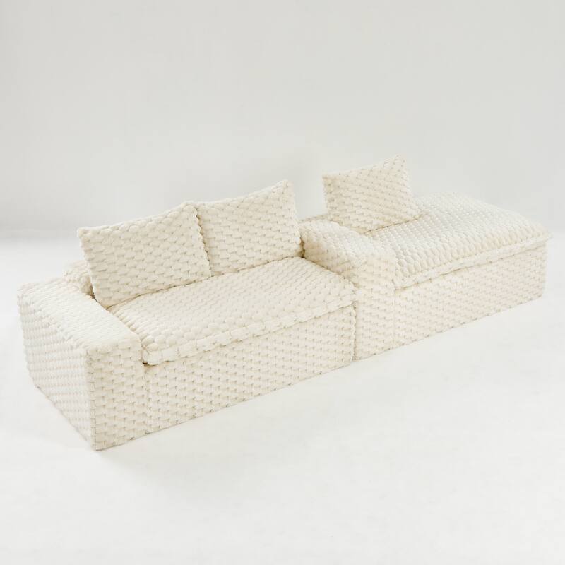 L-Shaped Sleeper Sectional Sofa Convertible Straight Sofa, Loveseat and Chaise Lounge Set for Living Room