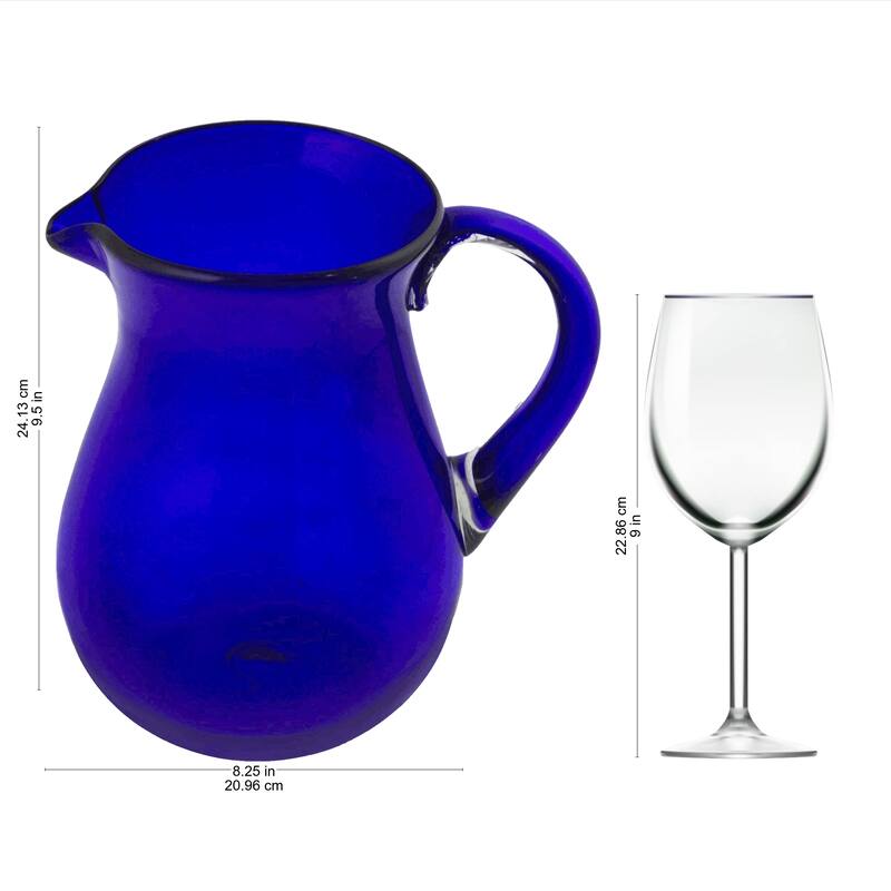NOVICA Handmade Glass Cobalt Charm Blue Pitcher (Mexico)