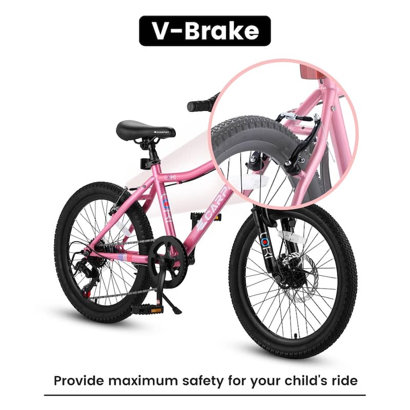 20 In. Steel Mountain Bike with 7 Speed for Kids