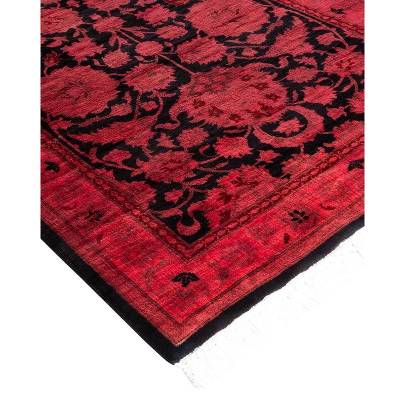 Overton Hand Knotted Wool Vintage Inspired Modern Contemporary Overdyed Red Runner Rug - 2' 6" x 12' 10"