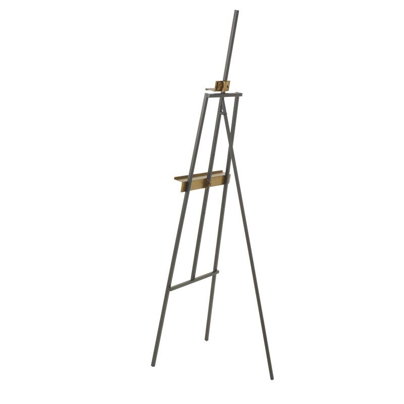 Metal Painter's Inspired 4 Tier Easel with Gold Accents - Black - Roche River Decor