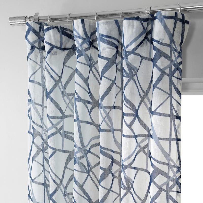 Exclusive Fabrics Matrix Printed Faux Linen Sheer Curtain (1 Panel)