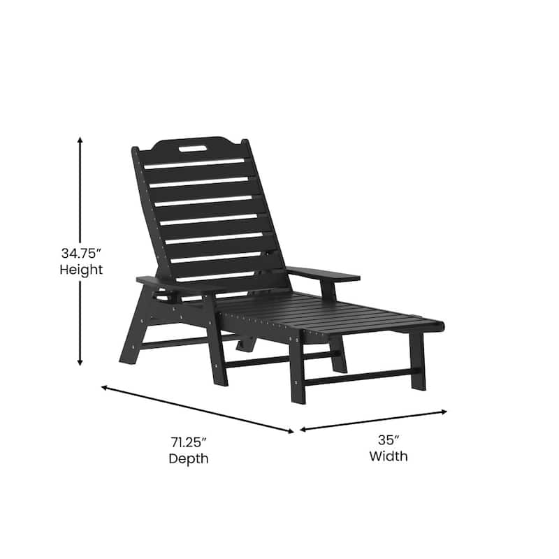 Set of 2 Outdoor Adjustable Lounge Chairs with Cupholders