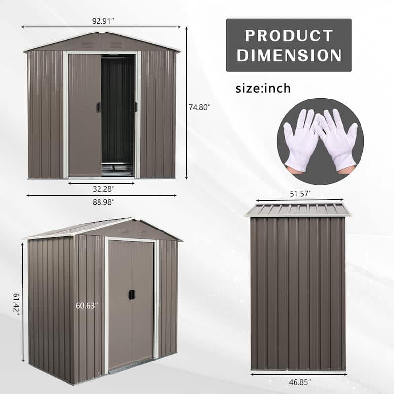Waterproof Garden Shed Tool Shed Pet Shed Rust-resistant Metal Storage Shed with Lockable Sliding Door
