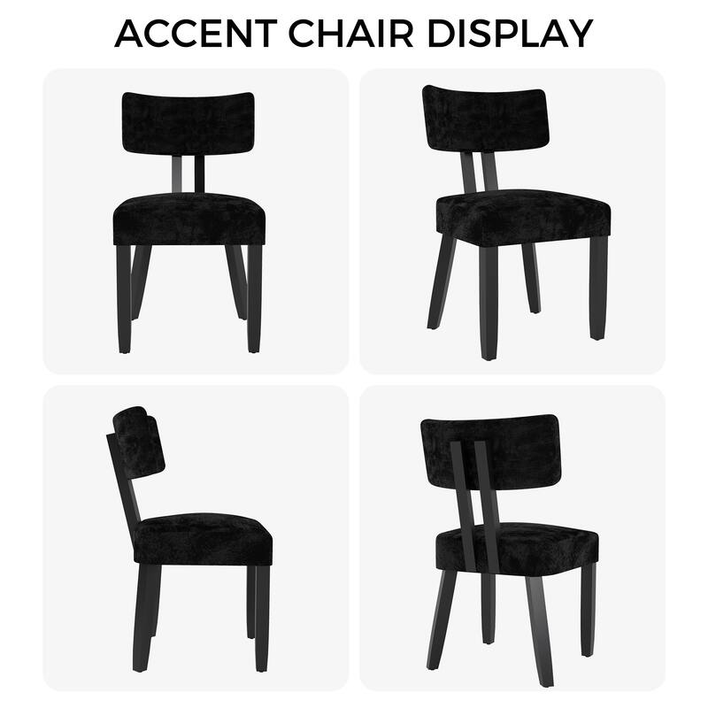 Mid-century Fabric Upholstered Dining Chairs in Black Legs
