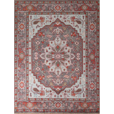 Animal Pictorial Heriz Serapi Oriental Area Rug Handmade Wool Carpet - 7'10" x 9'8"