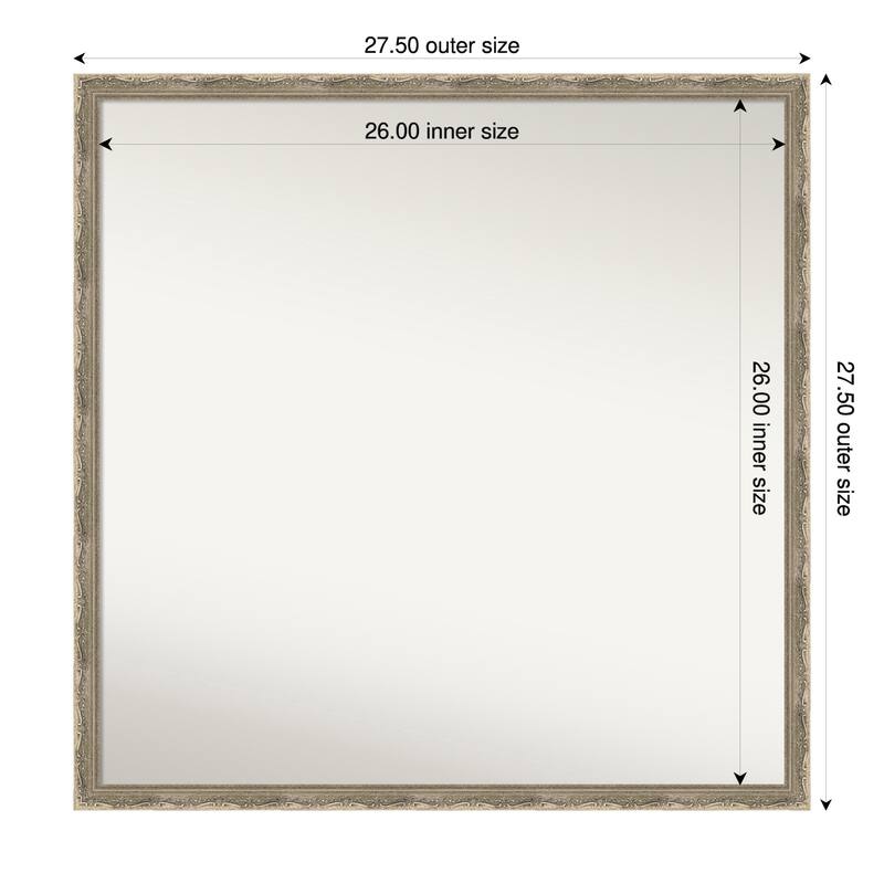 Mila Non-Beveled Wood Framed Bathroom Vanity Wall Mirror - 28 x 28 in - Mila Dark Silver