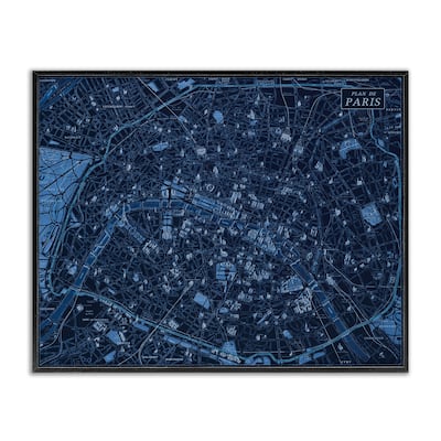 Stupell Blue Detailed Paris Map Framed Giclee Art Design By Phillipa Katz