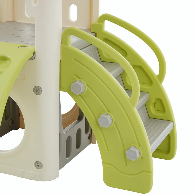 8-in-1 Toddler Climber and Slide Set - Freestanding Kids Slide Playset with Basketball Hoop and More
