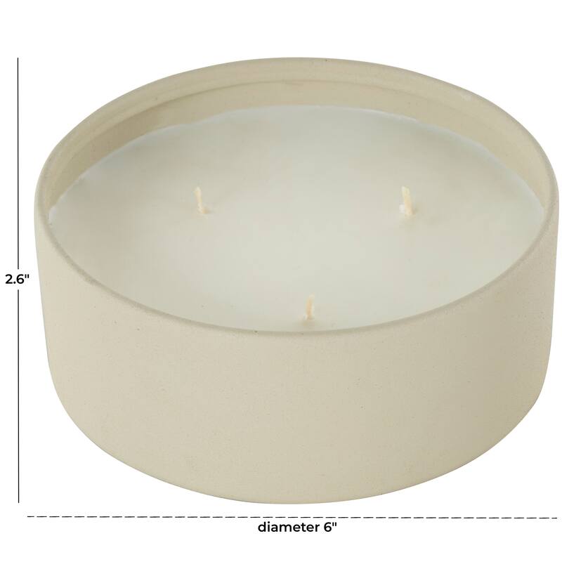 Beige, Black or Cream Metal Scented Textured 22oz 3 Wick Decorative Candle with White Wax