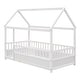 preview thumbnail 15 of 35, Wooden Floor Bed with House Roof Frame and Guardrails