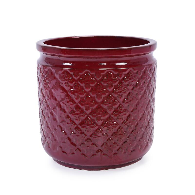 Set of 3 Handmade Ceramic Planters, Diamond, Pattern Breathable Clay