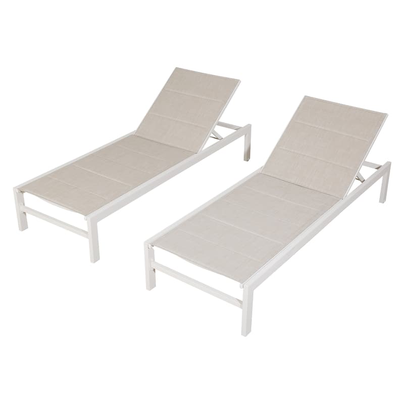 Patio Outdoor Aluminum Chaise Adjustable Recliner Lounger with Wheels