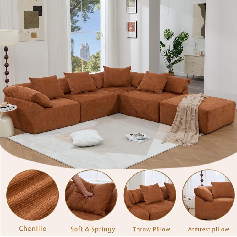 142" L Shaped Modular Sectional Sofa No Assembly