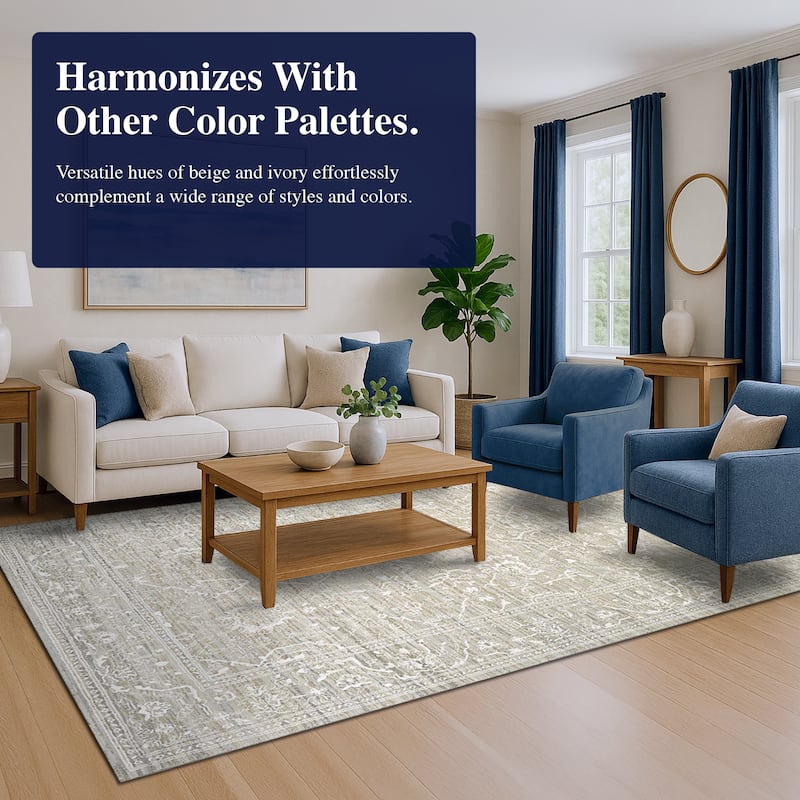 Dream Decor Rugs Delta Moresque Bone Floral Area Rug