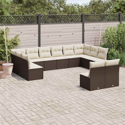 vidaXL Garden Sofa Set Brown, Cream White - 24.4 x 24.4 x 27.2