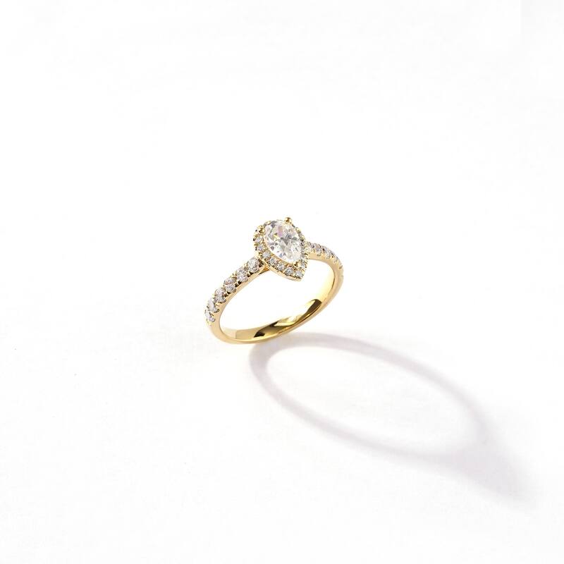 1ct TDW Diamond Pear Shape Halo Ring in 10k Gold for Women