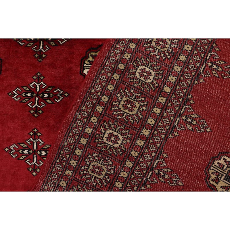 Rustic Bokhara Mann Red/Beige Hand Knotted Wool Rug - 4'3'' x 6'6''