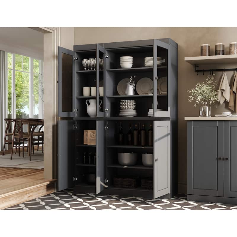Palace Imports 100% Solid Wood 48.5" China Pantry Cabinet with Solid or Clear Glass Doors and Adjustable Shelves - 48.5" x 71.5"