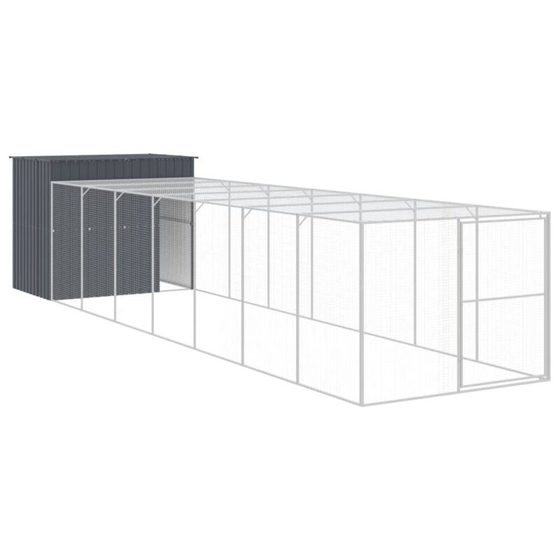 vidaXL Dog House with Run Light Gray/Anthracite multisize Galvanized Steel