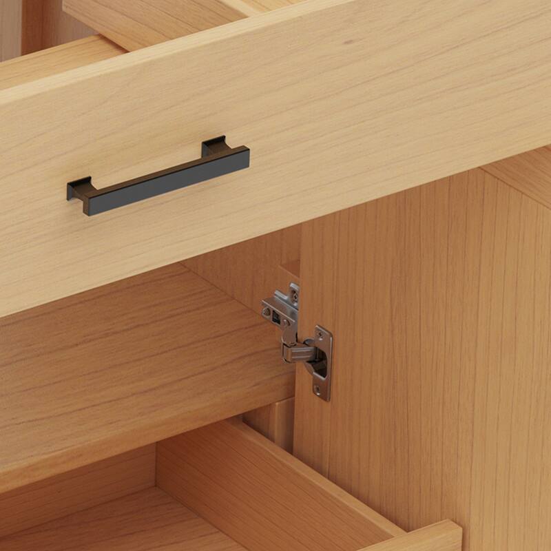 Roomfitters 36" Rattan Bathroom Vanity with Ceramic Sink, Modern Cabinet with Soft-Close Doors and Storage units