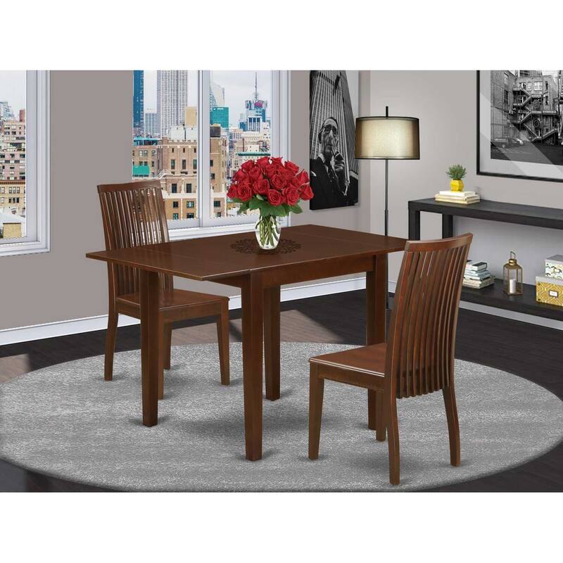 HomeStock 3-Pc Mahogany Finish Solid Wood Top Dining Table Set