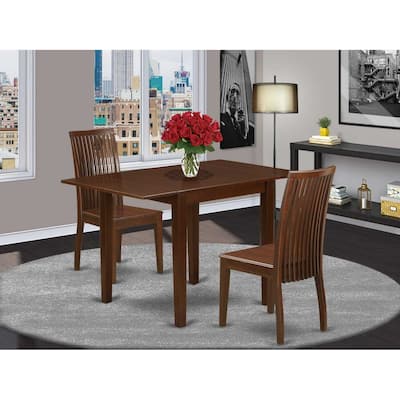 HomeStock 3-Pc Mahogany Finish Solid Wood Top Dining Table Set