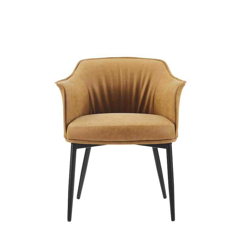 25" Camel And Black Faux Leather Distressed Arm Chair - 25.2' X '29.72' X '22.05