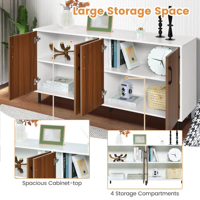 Costway Buffet Server Sideboard Kitchen Storage Cabinet Cupboard with - 58'' x 16'' x 30'' (L x W x H)