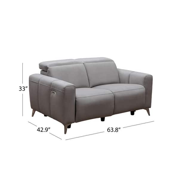 Abbyson Archer Grey Power Reclining Loveseat with USB Port and Power