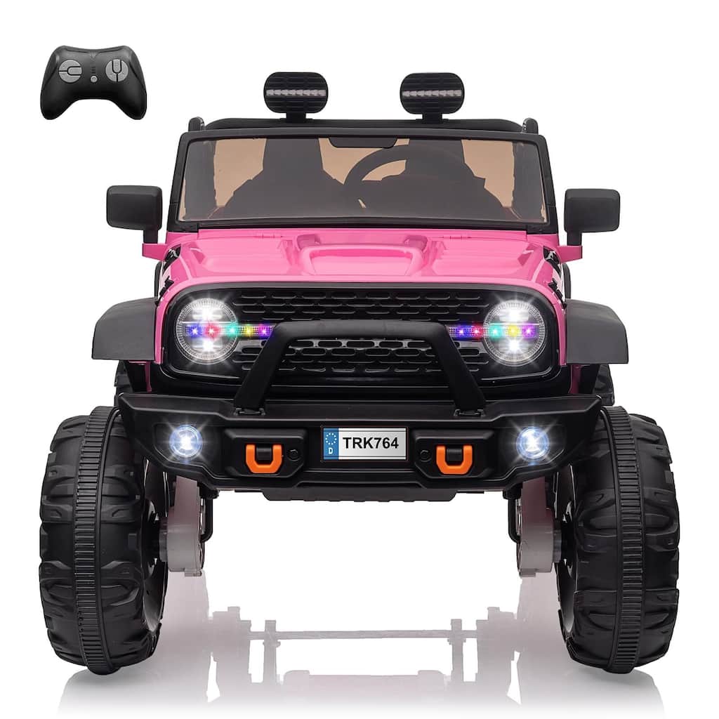 24V Kids Ride-On Truck with Remote Control, 19.7" Seat Width 2-Seater Electric Toy