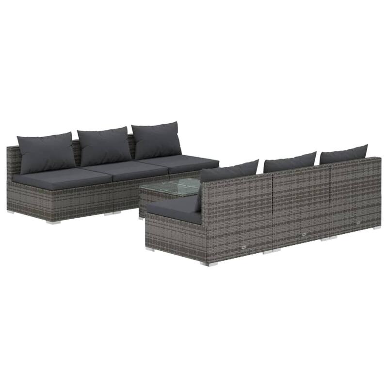 vidaXL Patio Lounge Set Outdoor Sectional Sofa Set Table Garden Poly Rattan - 27.6" x 27.6" x 23.8"