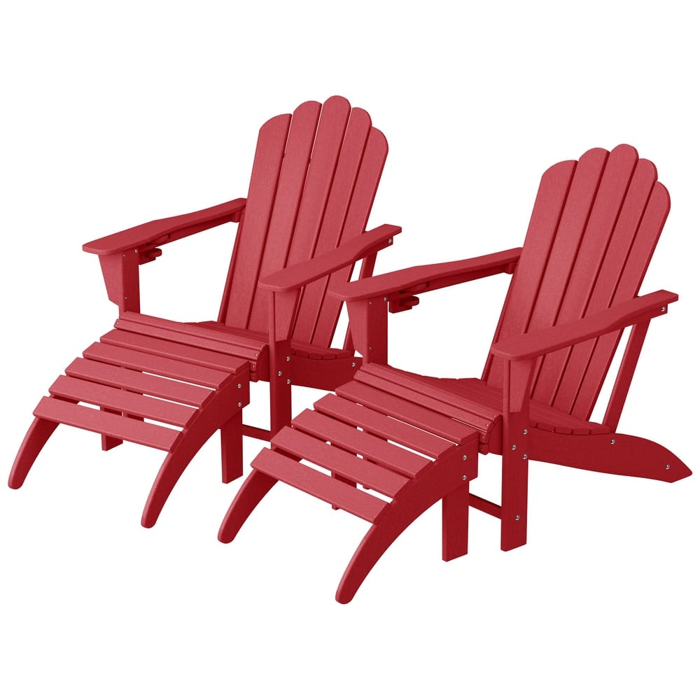 Aderson Outdoor Poly Adirondack Chair with Ottoman 4-Piece Set