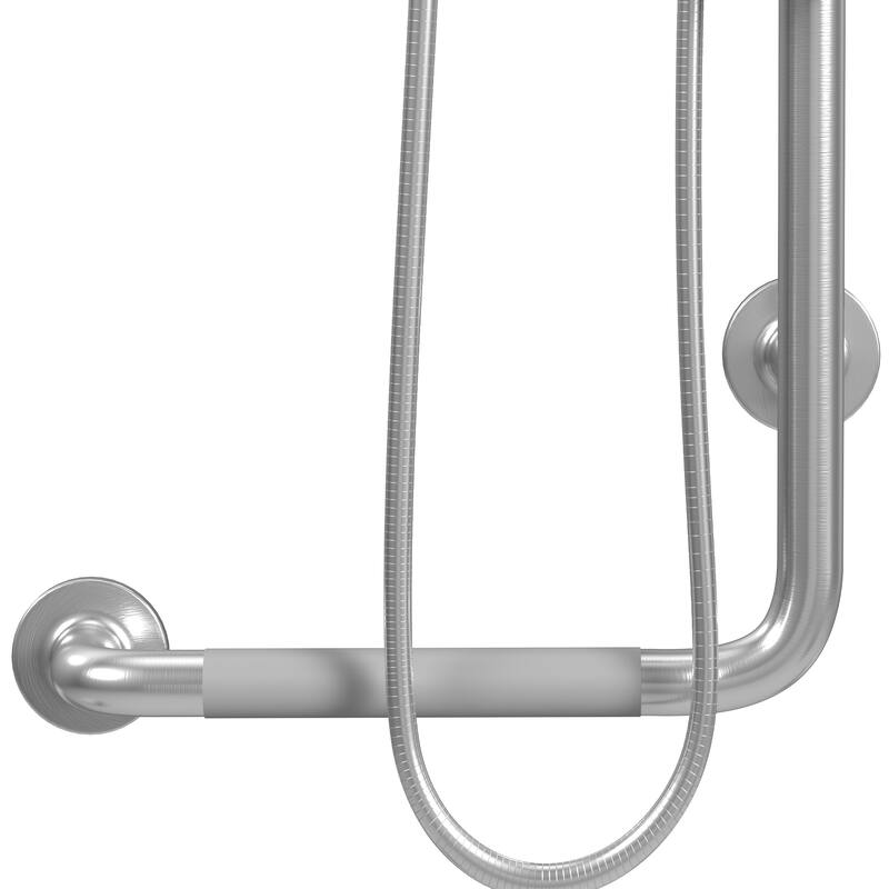 ErgoSlideBar Soft Grip 32mm Diameter ADA Compliant 500 lb Weight Capacity Slide Bar and Handshower Right Brushed Stainless Steel