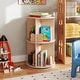 preview thumbnail 2 of 7, Coffee MDF Kids Rotating Bookshelf 8 Compartments 360-degree Swivel and Bear Baffles - 16"L x 16” W x 25.5" H