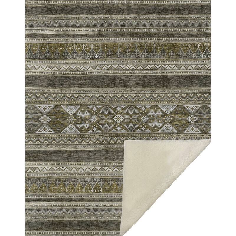 Premium Machine Washable Boho Moroccan Sherpa Throw Blanket
