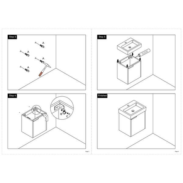 Beingnext Bathroom Vanity with Sink in 18 Inch, Single Sink Wall