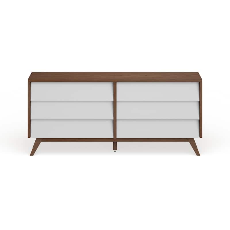 Mid-Century White and Brown Dresser by Baxton Studio