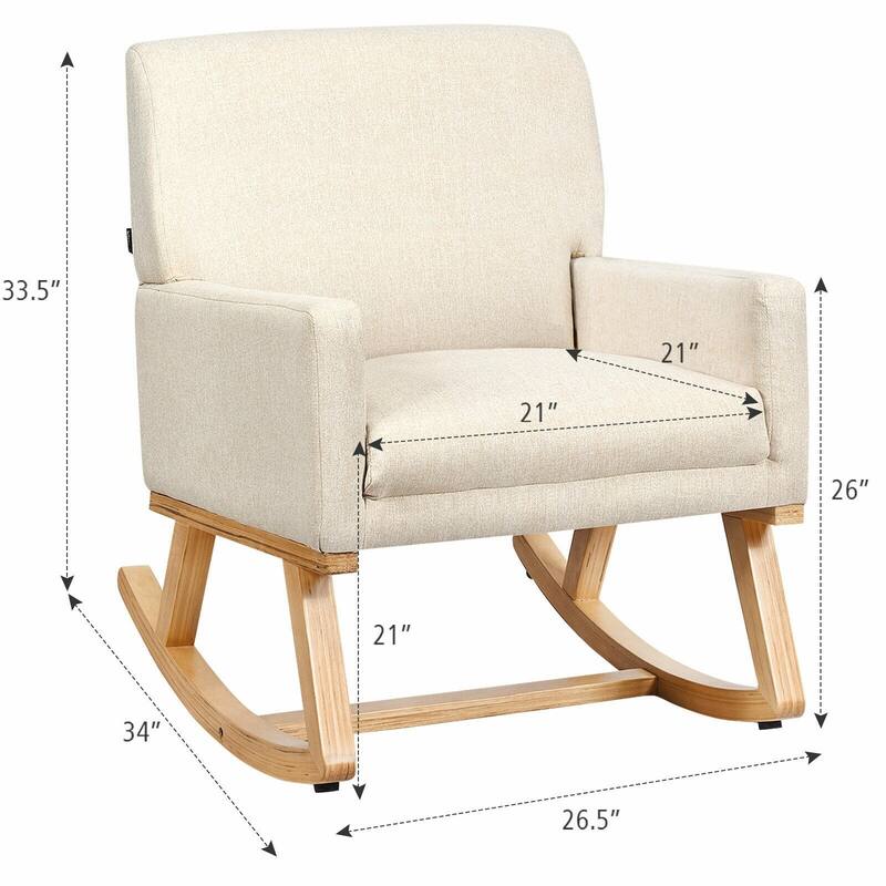 Rocking Chair Upholstered Armchair with Lumbar Support