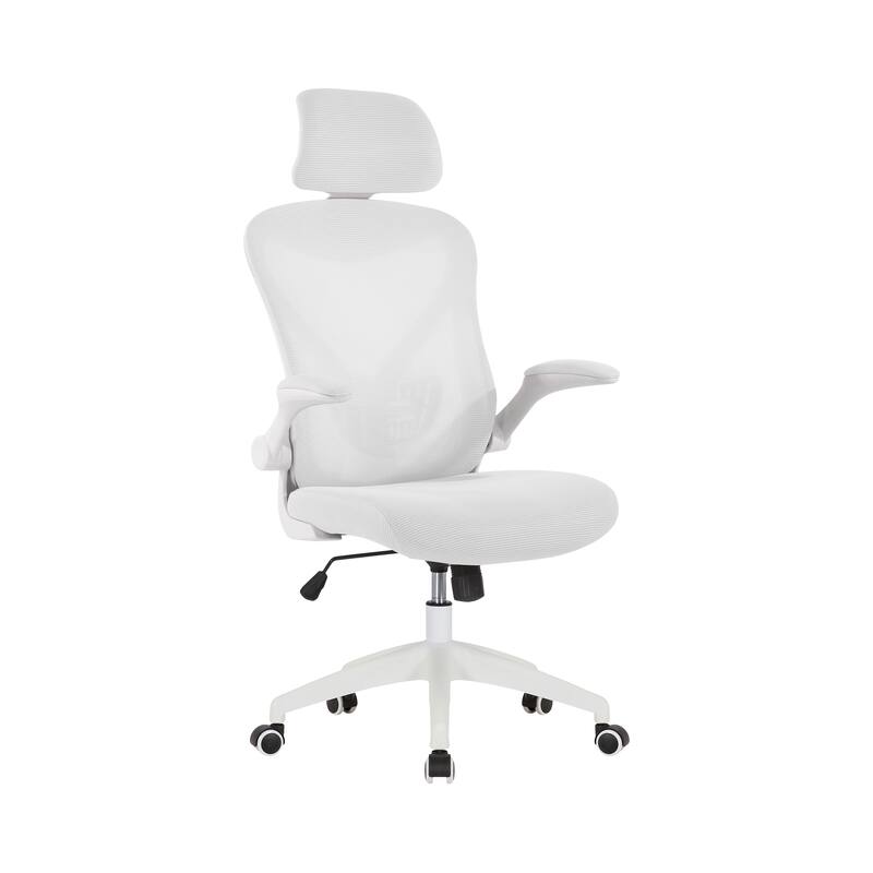 Porthos Home Raif Office Chair, Mesh Back, Central Tilt, Flip-up Armrests - White