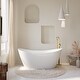 preview thumbnail 17 of 26, Freestanding Soaking Bathtub,100% Pure Virgin Acrylic with Drain And Groove Overflow,Glossy White 66" L